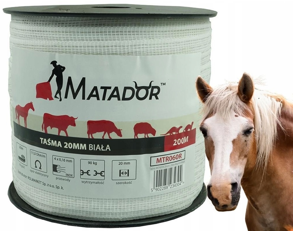 Páska na elektrický plot Rolmarket MTR060R, biela, 200 m